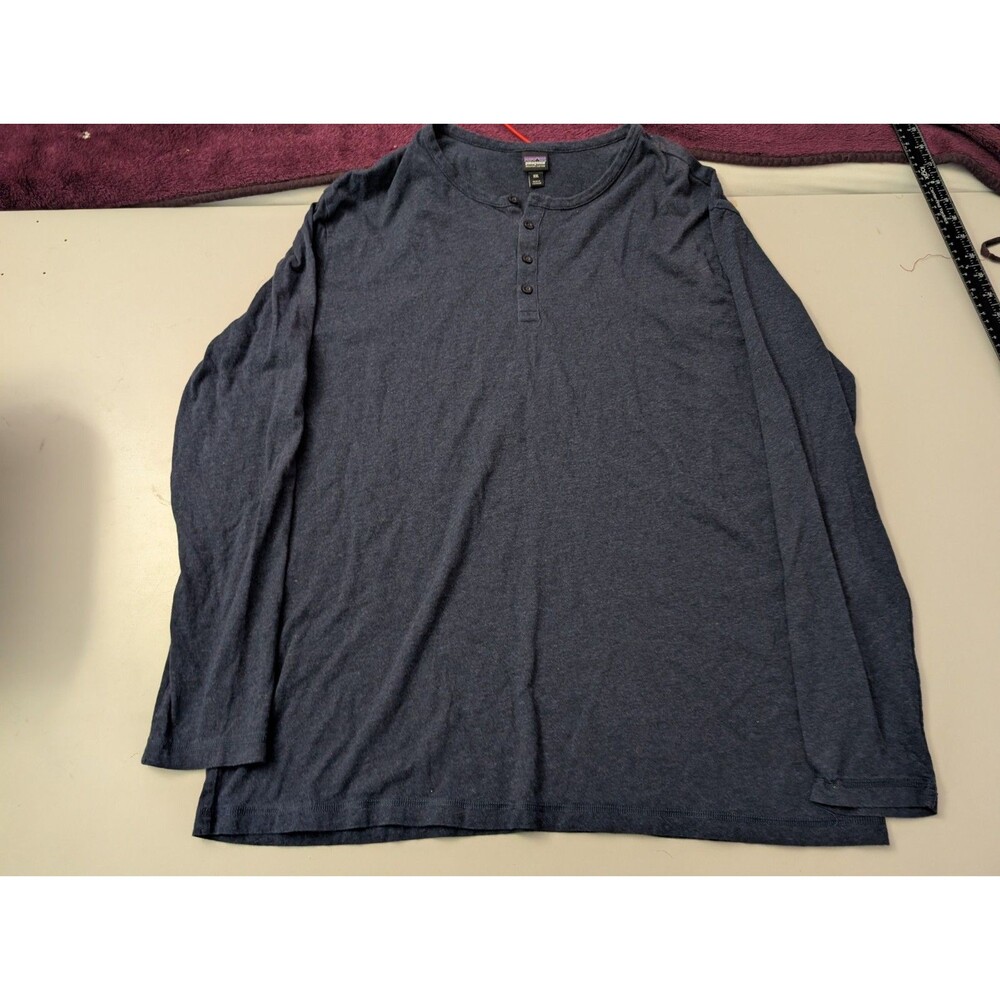 Patagonia Daily Henley Shirt Men XXL 2XL Navy Blue Organic Cotton Long Sleeve